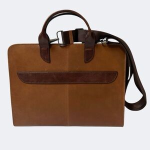 Jos. A. Banks Leather Briefcase Tan New